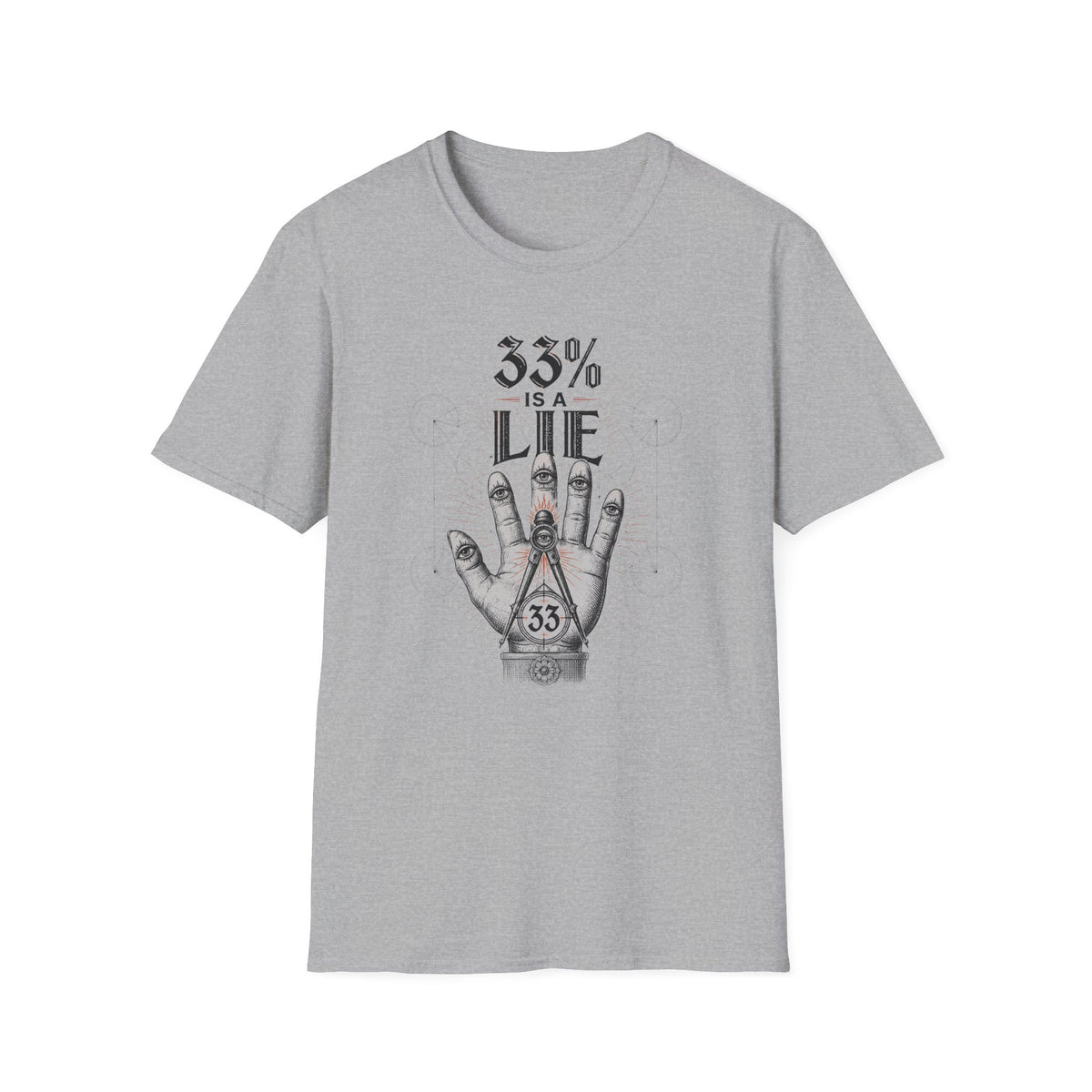 33% Is a Lie Graphic Tee with Mystic Hand Illustration
