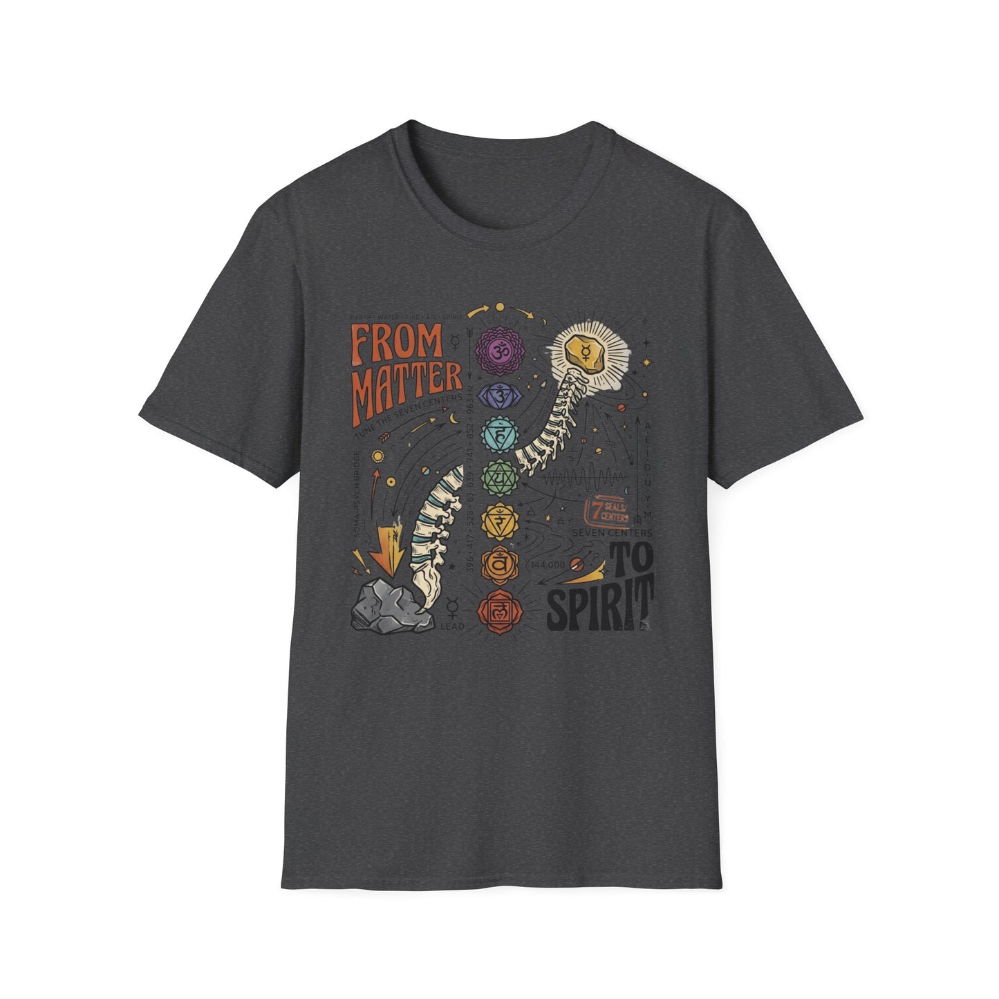 Chakra Spine T‑Shirt — "From Matter to Spirit" Spiritual Energy Tee
