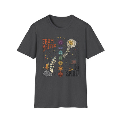 Chakra Spine T‑Shirt — "From Matter to Spirit" Spiritual Energy Tee