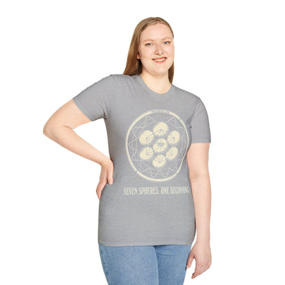 Egg of Life Plate T-Shirt — Annotated Cubic Octahedral Diagram Tee