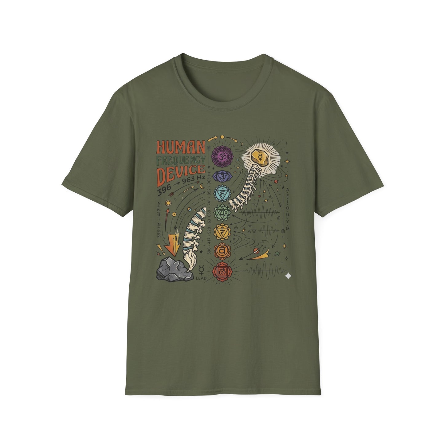 Human Frequency Device T-Shirt — Chakra Alignment Graphic Tee