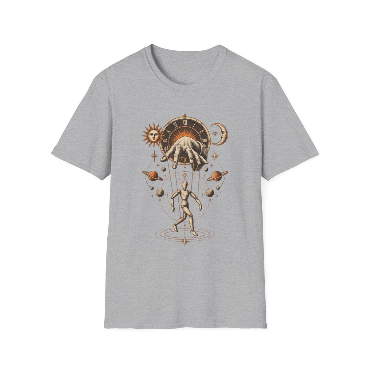 Astrology Puppet T-Shirt — Cosmic Marionette Sun & Moon Graphic