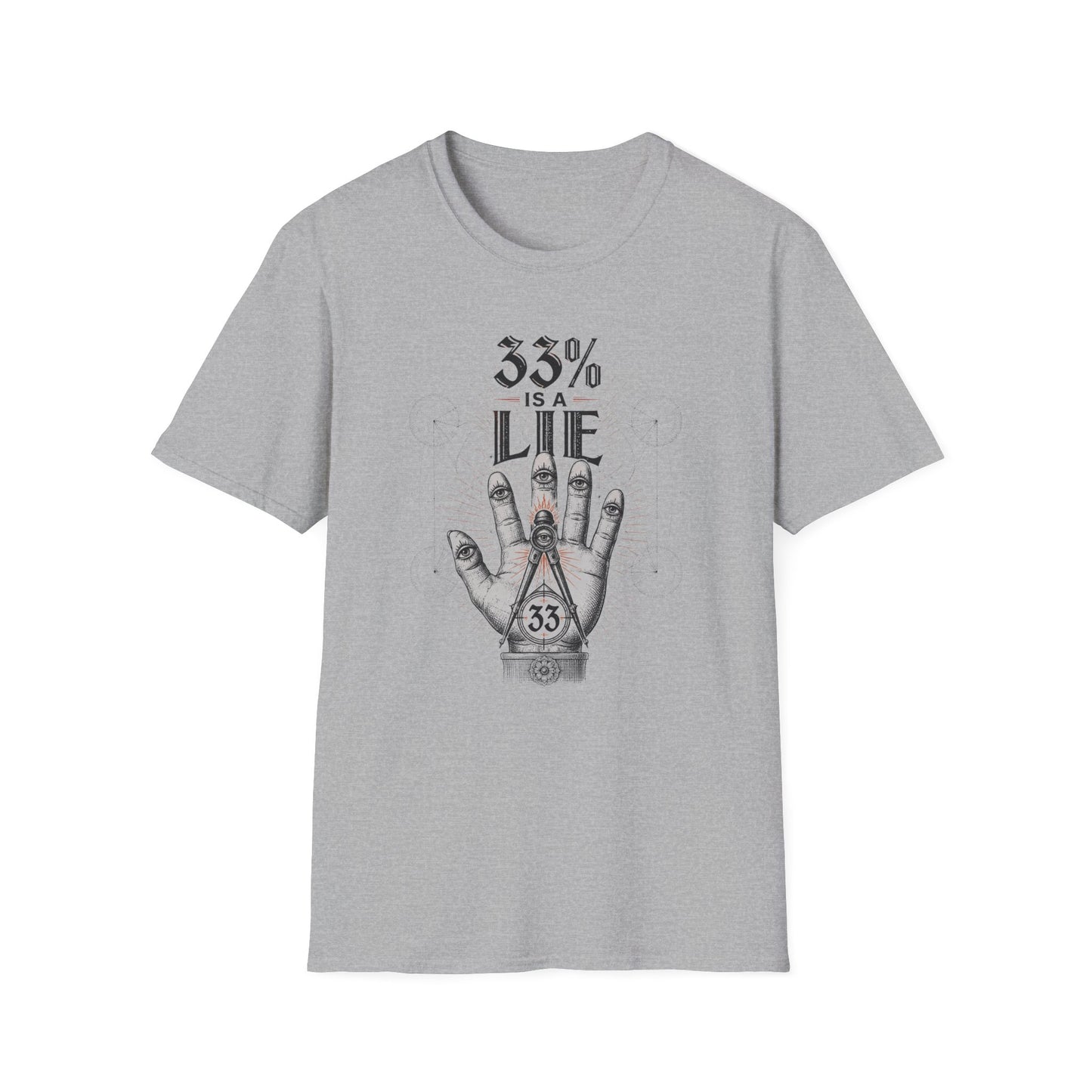 33% Is a Lie Graphic Tee with Mystic Hand Illustration