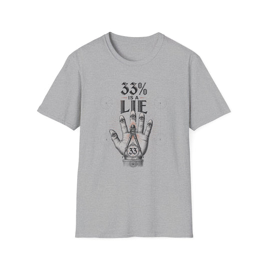 33% Is a Lie Graphic Tee with Mystic Hand Illustration