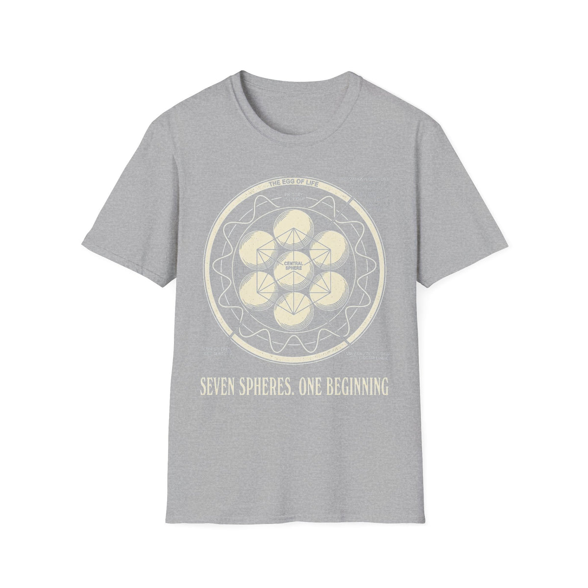 Egg of Life Plate T-Shirt — Annotated Cubic Octahedral Diagram Tee
