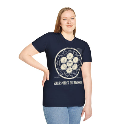 Egg of Life Plate T-Shirt — Annotated Cubic Octahedral Diagram Tee