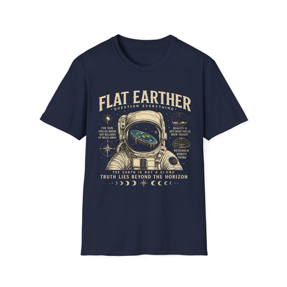 Flat Earther T-Shirt — 'Question Everything' Astronaut Graphic Tee
