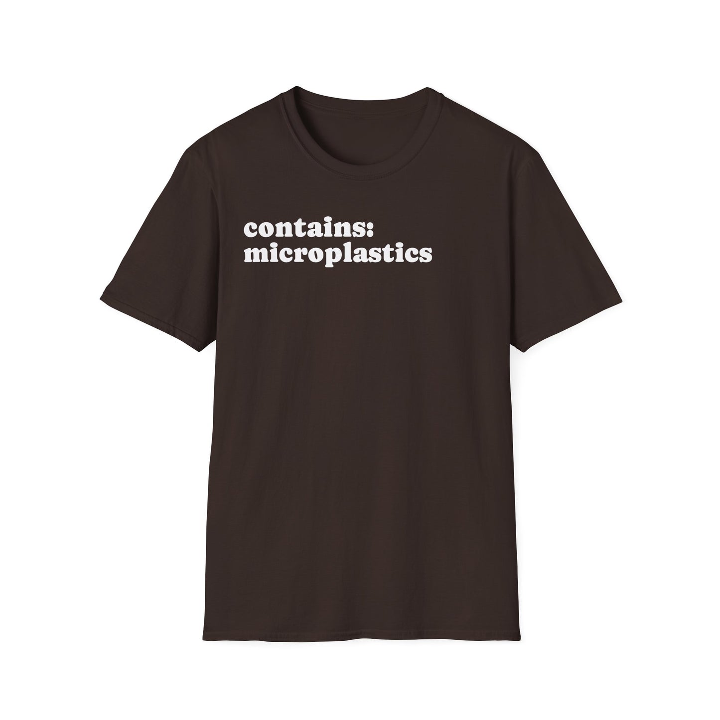 Contains: Microplastics T-Shirt — Eco Awareness Graphic Tee