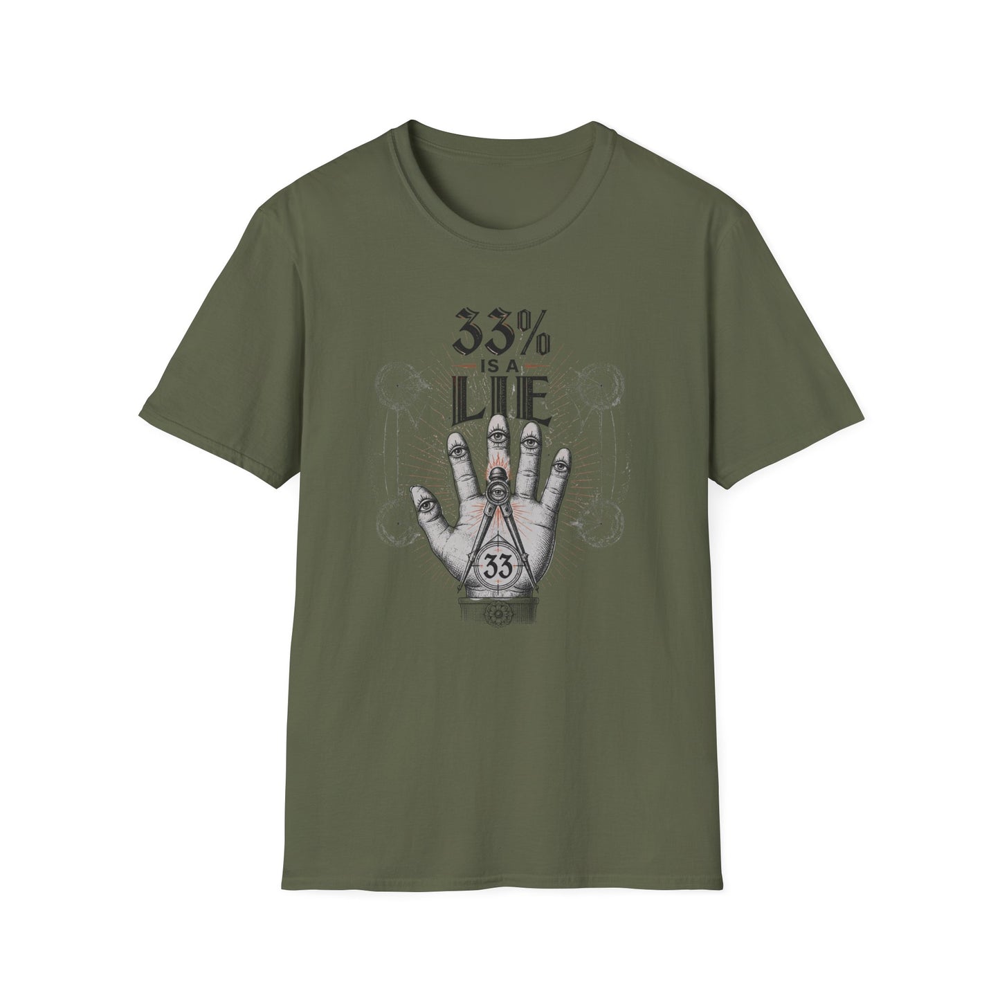 33% Is a Lie Graphic Tee with Mystic Hand Illustration