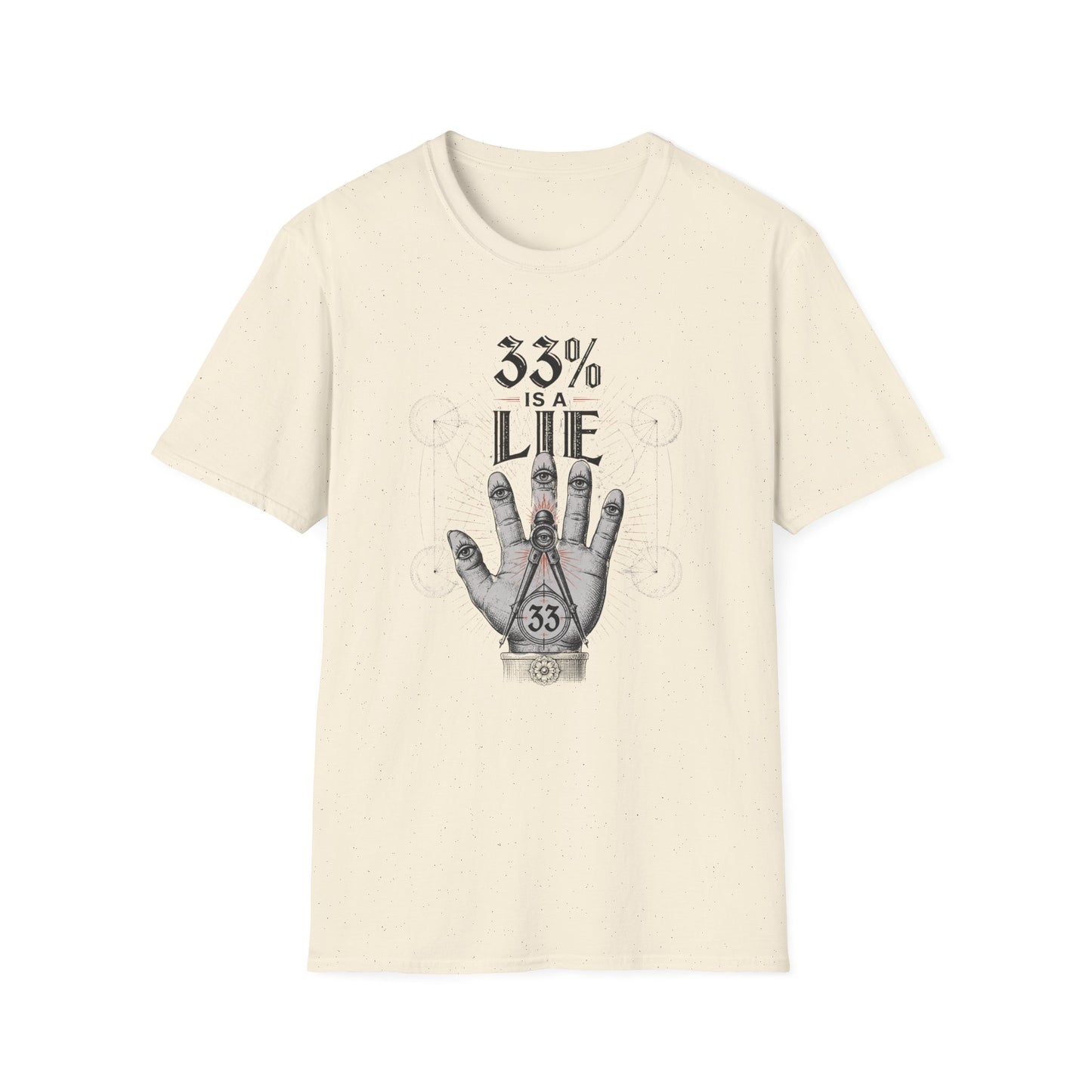 33% Is a Lie Graphic Tee with Mystic Hand Illustration
