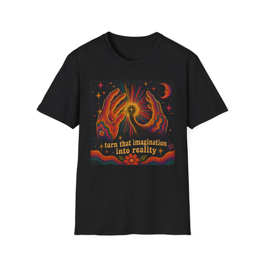 Magic Hands T‑Shirt — "Turn That Imagination Into Reality" Cosmic Vintage Graphic Tee