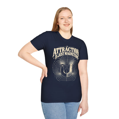 Attraction Is Just Magnetism T-Shirt — Horseshoe Magnet Field Lines Tee