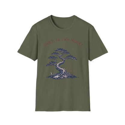 Harness The Earth Frequency T-Shirt — Bonsai Tree Spiritual Tee