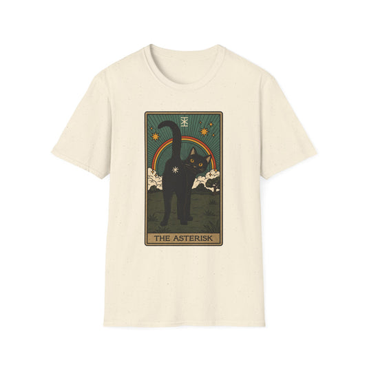 The Asterisk Tarot Cat T-Shirt — Retro Rainbow Black Cat Graphic Tee