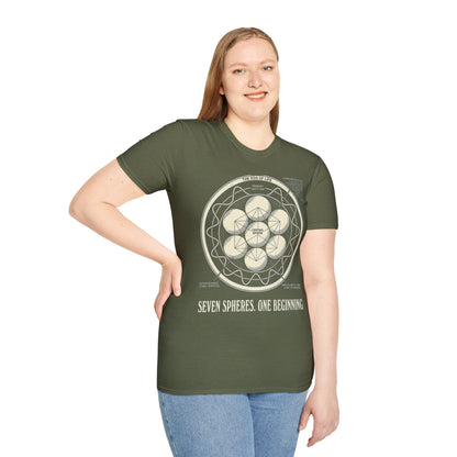 Egg of Life Plate T-Shirt — Annotated Cubic Octahedral Diagram Tee