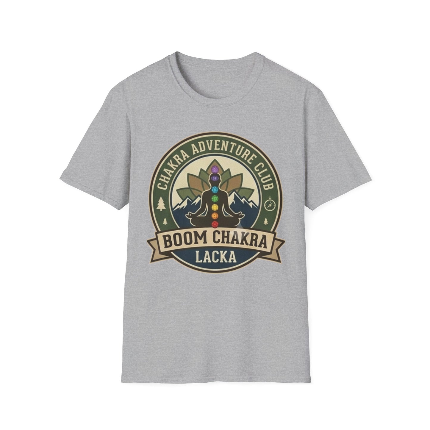 Chakra Adventure Club T‑Shirt — 'Boom Chakra Lacka' Spiritual Hiking Graphic
