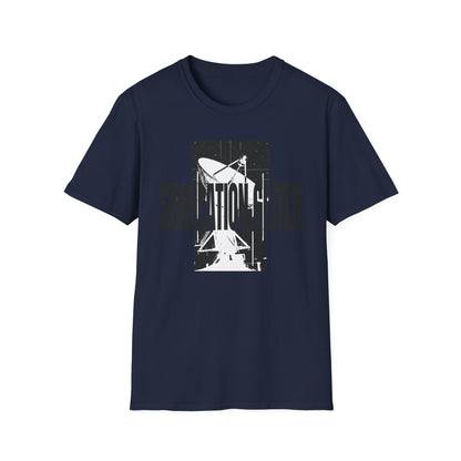 Simulation Glitch T-Shirt — Retro Satellite Grid Graphic Tee