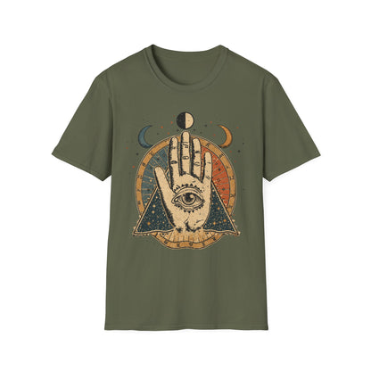 Mystic Palmistry T-Shirt — Celestial Hand with All-Seeing Eye