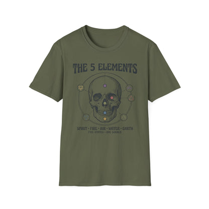The 5 Elements Graphic T‑Shirt — Mystic Skull Elemental Symbols Tee
