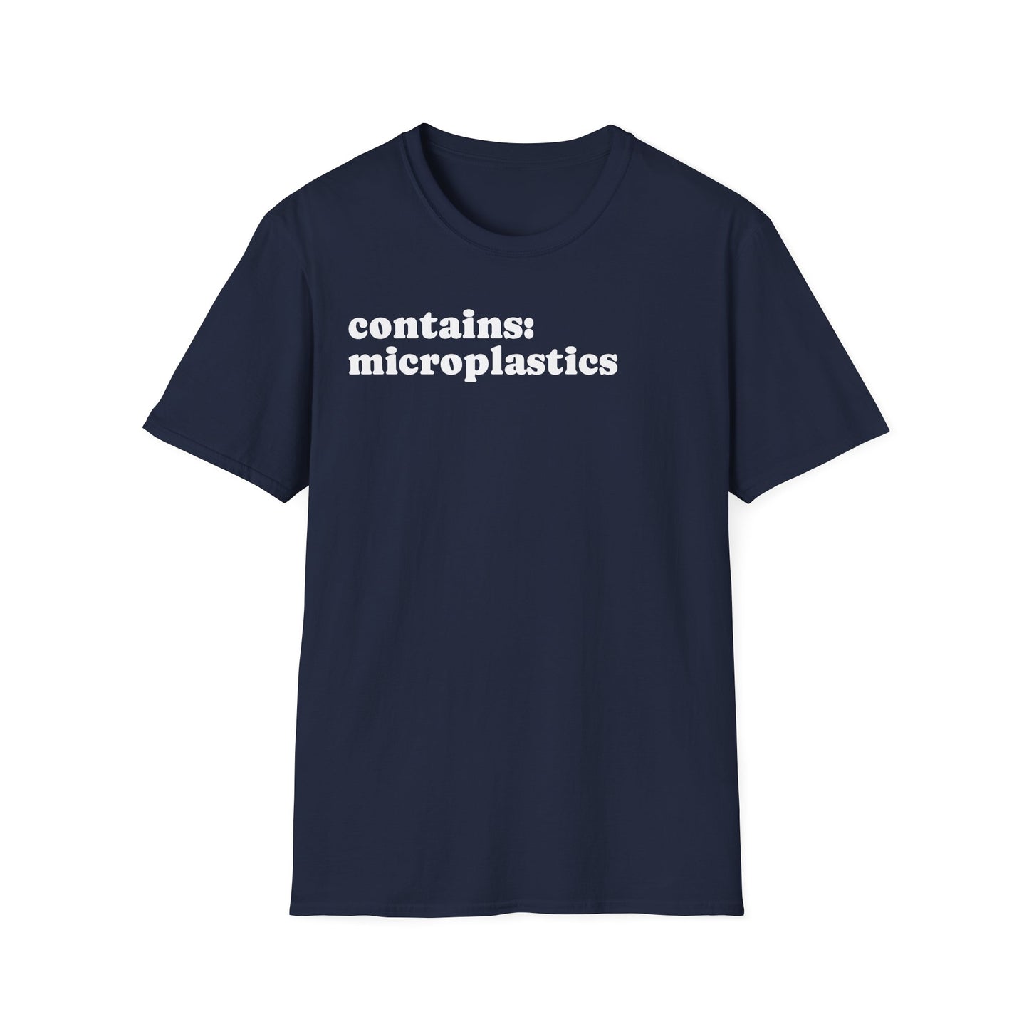 Contains: Microplastics T-Shirt — Eco Awareness Graphic Tee