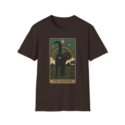 The Asterisk Tarot Cat T-Shirt — Retro Rainbow Black Cat Graphic Tee