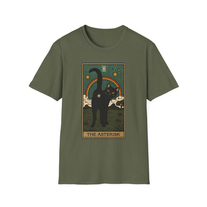 The Asterisk Tarot Cat T-Shirt — Retro Rainbow Black Cat Graphic Tee