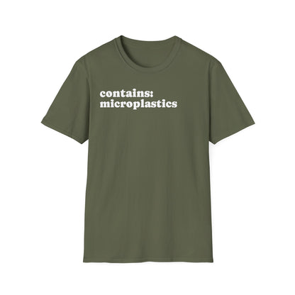 Contains: Microplastics T-Shirt — Eco Awareness Graphic Tee
